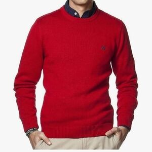 CHAPS men's size Large Cotton Knit Crew Neck Sweater Golf Preppy Crest Logo